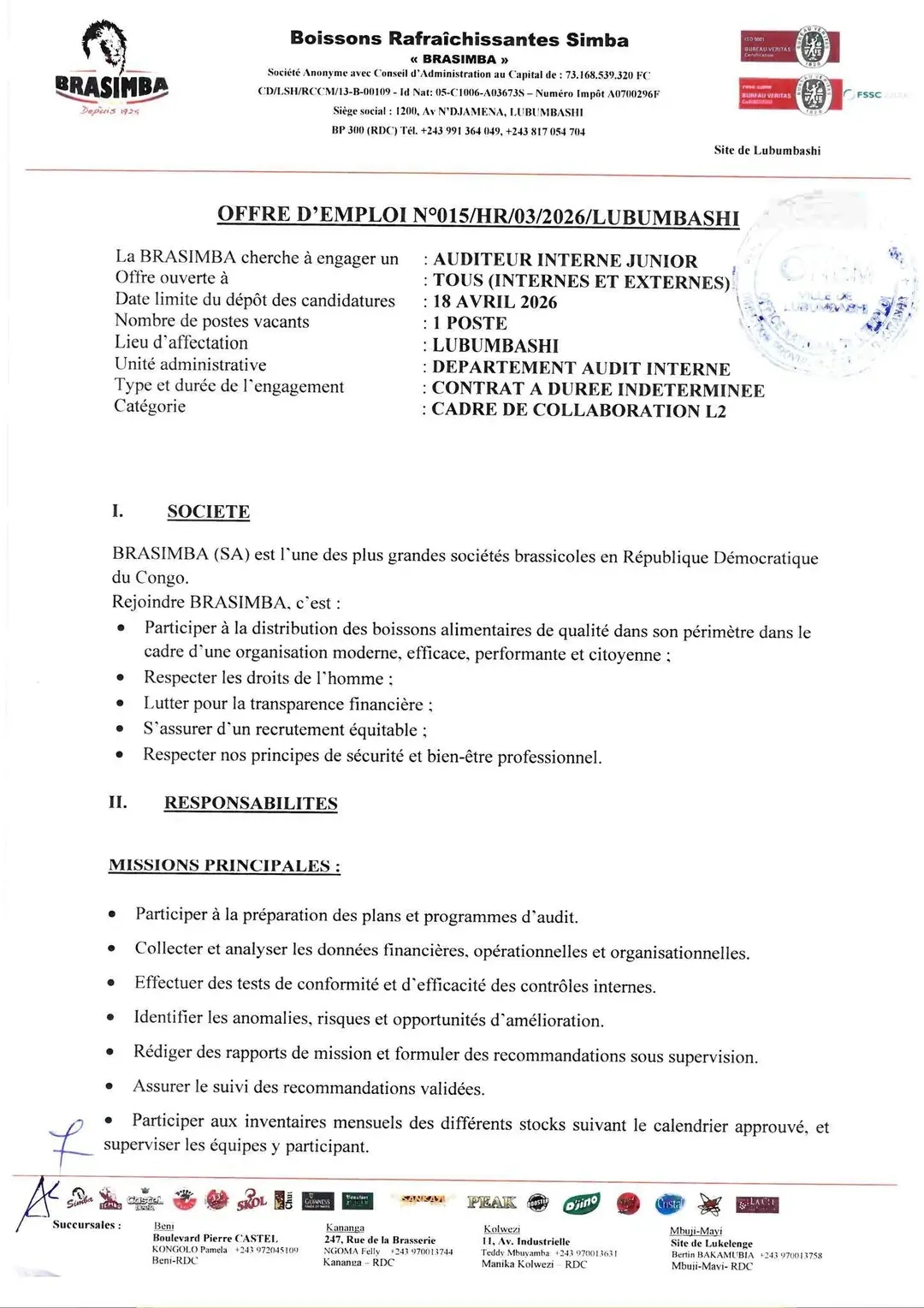 Offre d'emploi