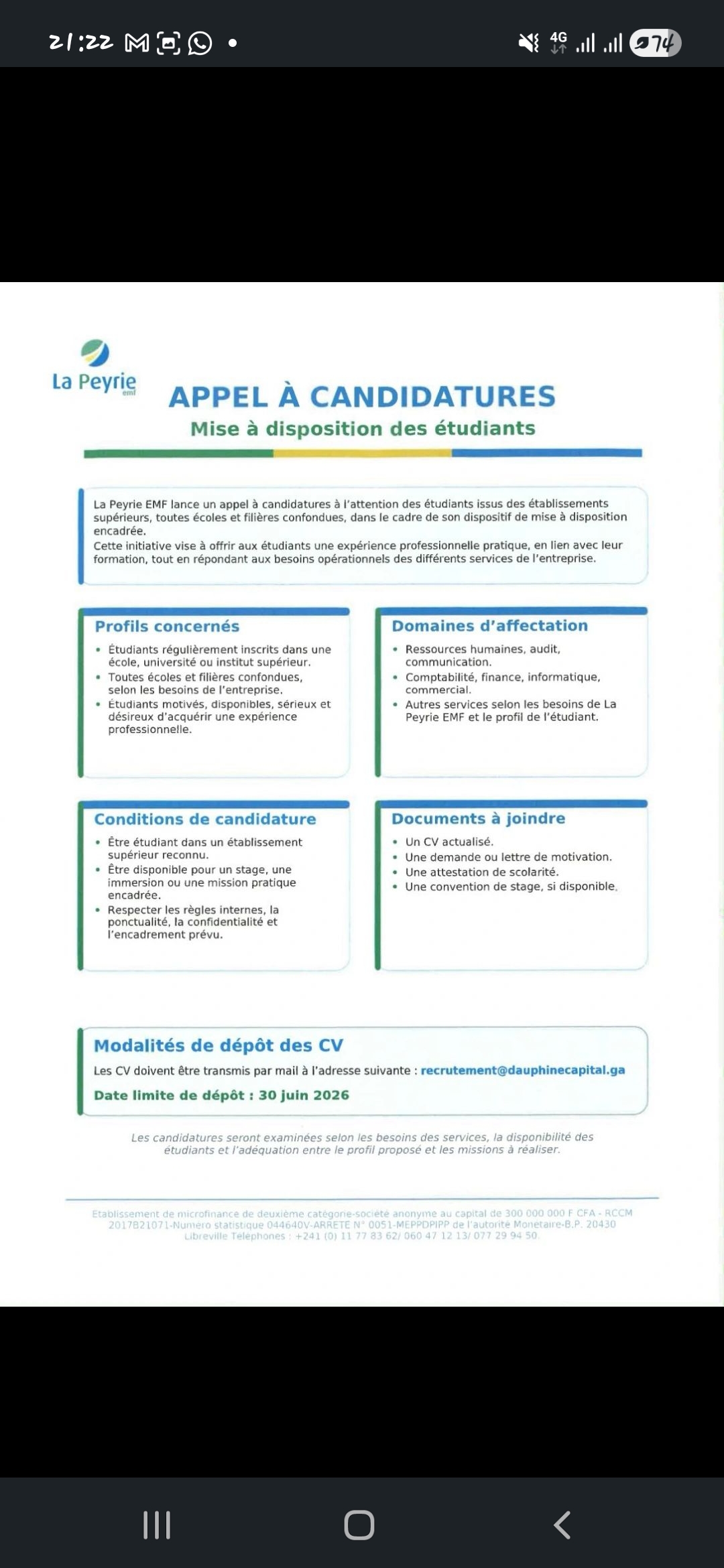 Offre d'emploi